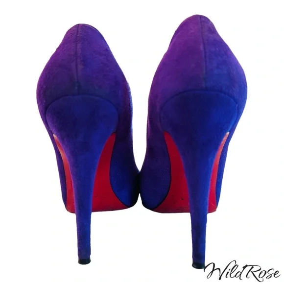 CHRISTIAN LOUBOUTIN New Declic Velours Purple Suede Pumps SZ 37